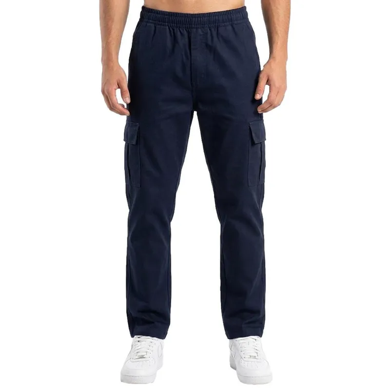 Calça Cargo Masculina Larga Sarja Elastico Via Lance