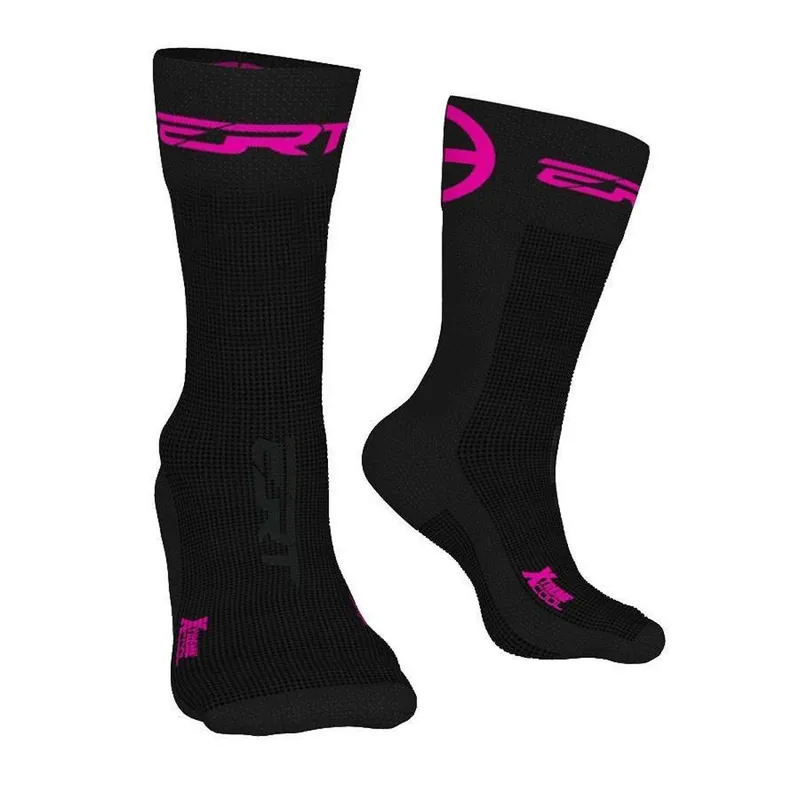 Meia ciclismo corrida cano médio ERT Xtreme Cool preto/rosa