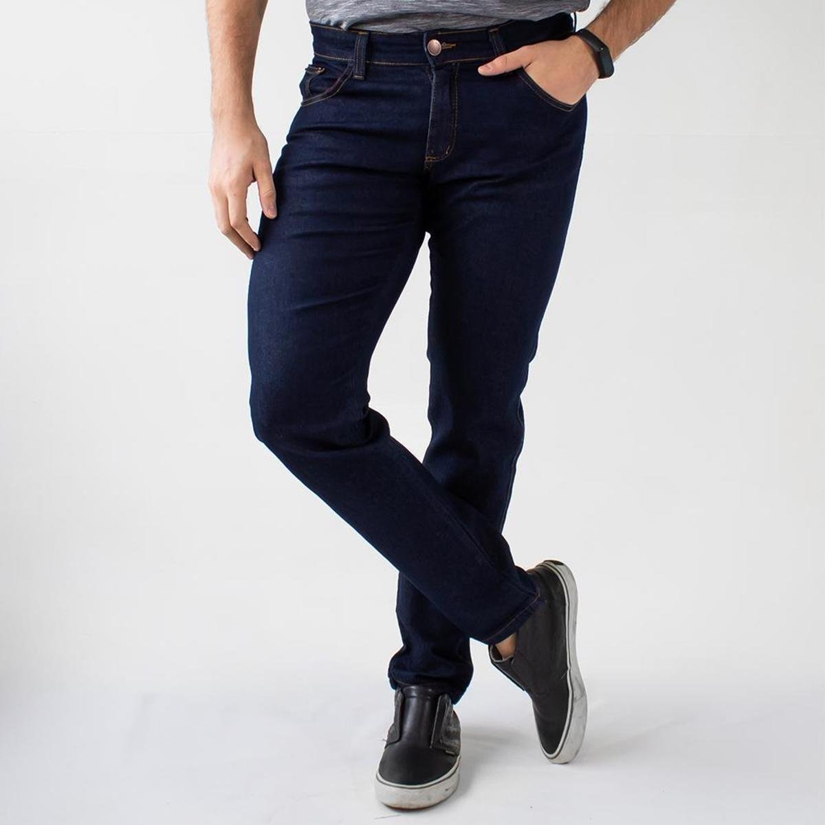 Calça Masculina Jeans Escuro Skinny Forro Elastano Anticorpus