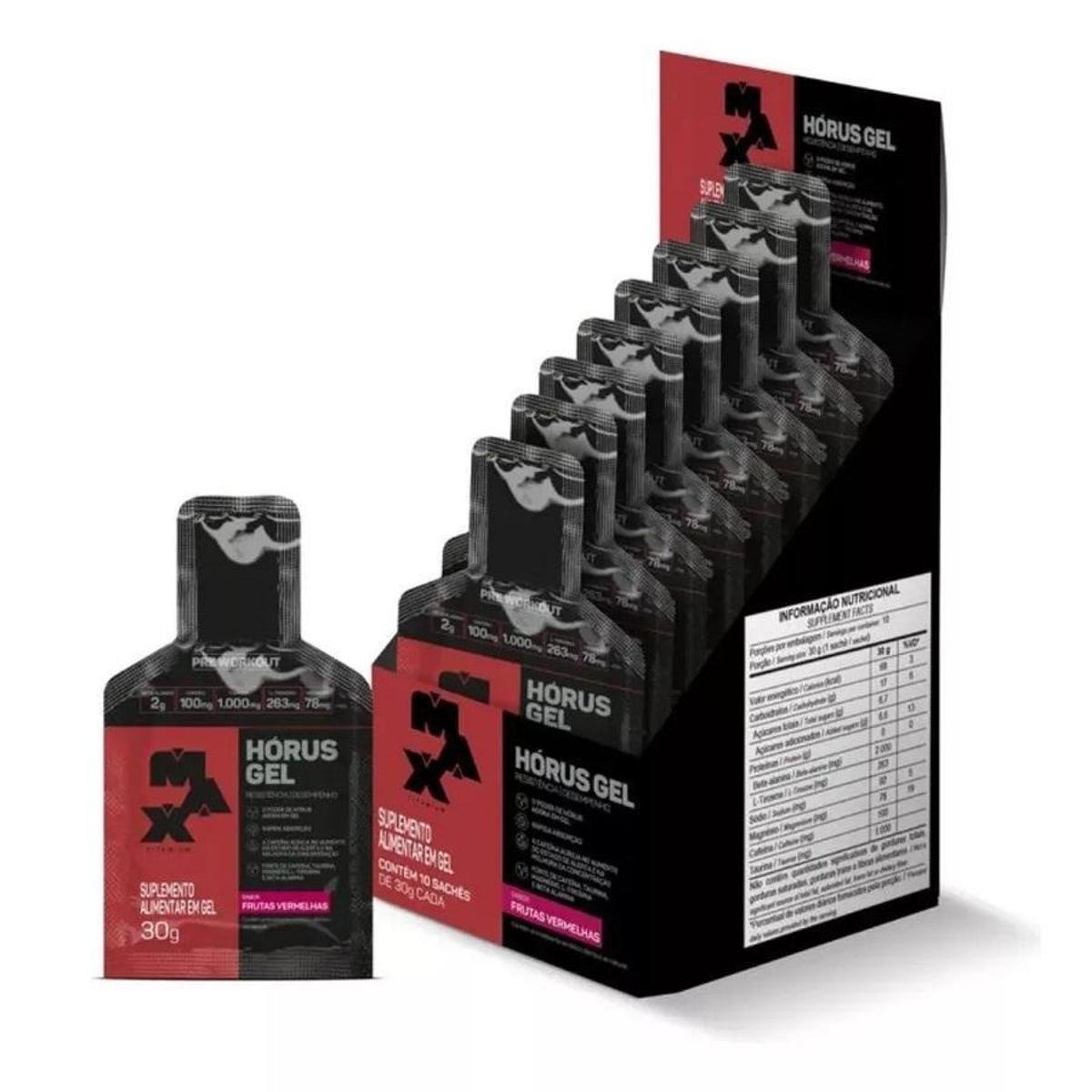 Pré Treino Horus Gel - Com 10 Sachês De 30g - Max Titanium
