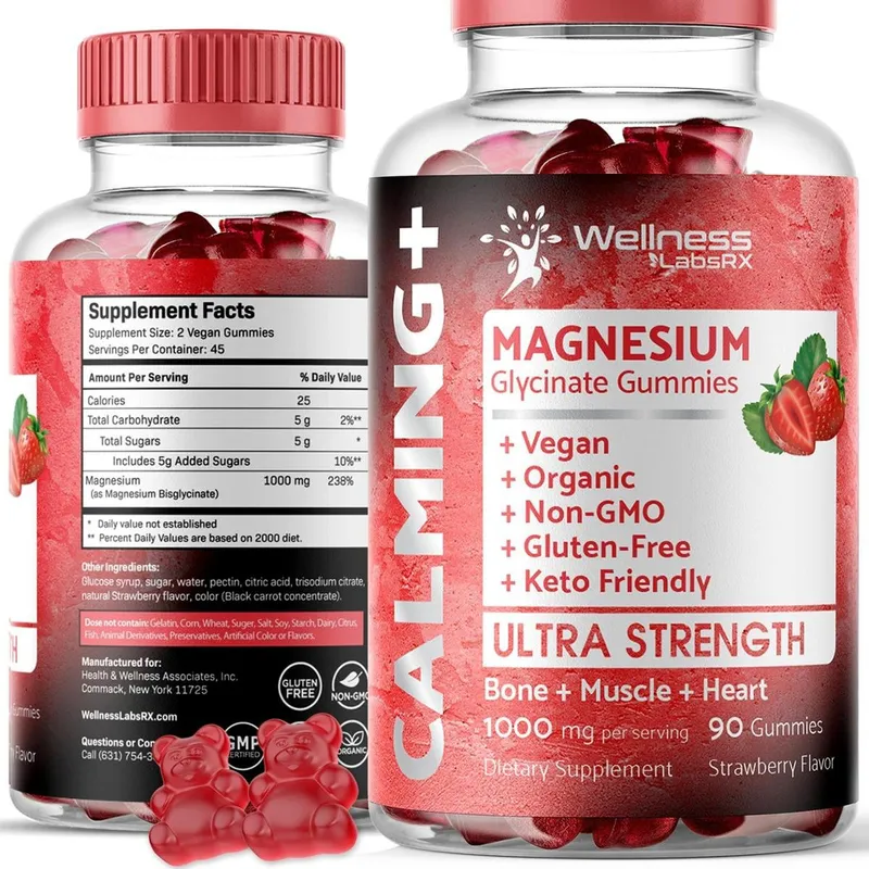Gomas De Glicinato De Magnésio Wellnesslabsrx 1000Mg Para Adultos