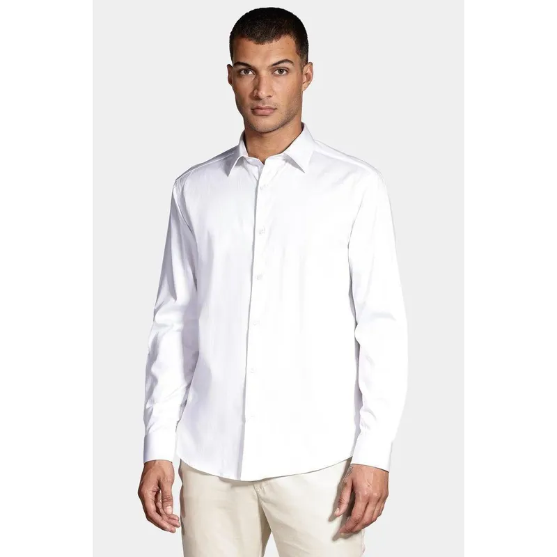 Camisa Manga Longa Cosmo Slim Cetim Com Elastano Hudson Branco