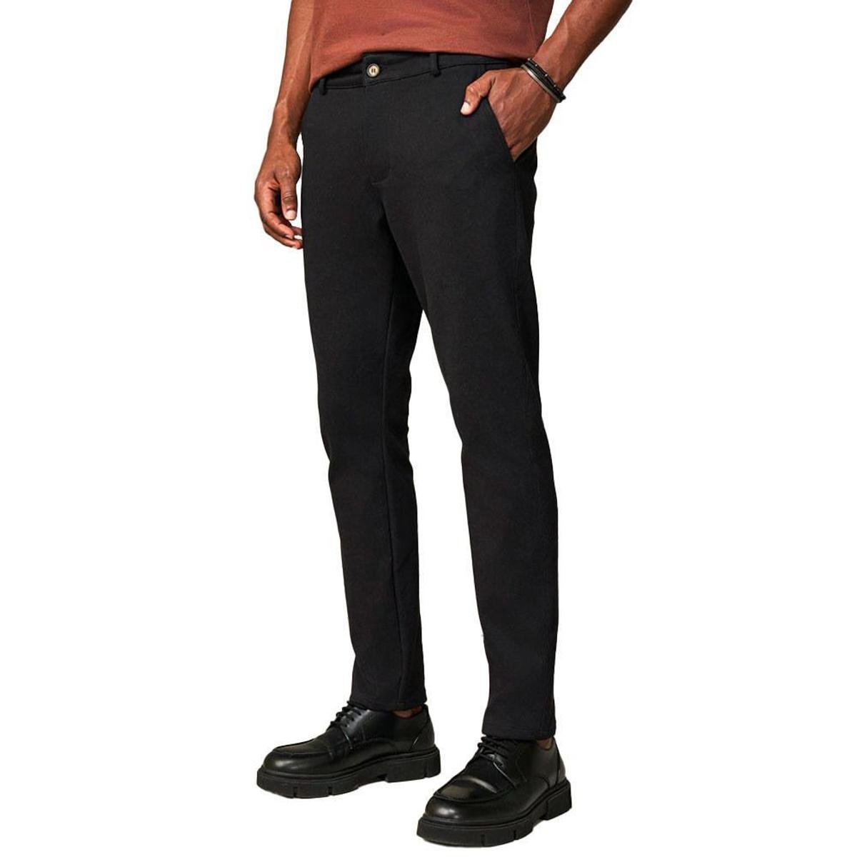 Calça Alfaiataria Masculina Lado Avesso Marcello Slim Preta