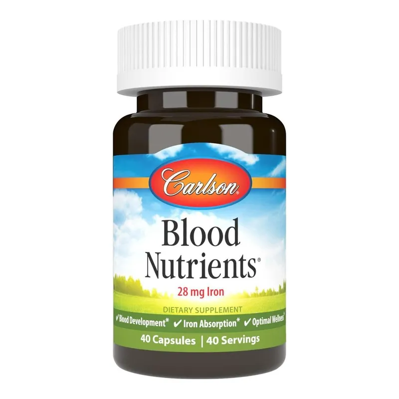 Suplemento Carlson Blood Nutrients 40 cápsulas 28mg de ferro