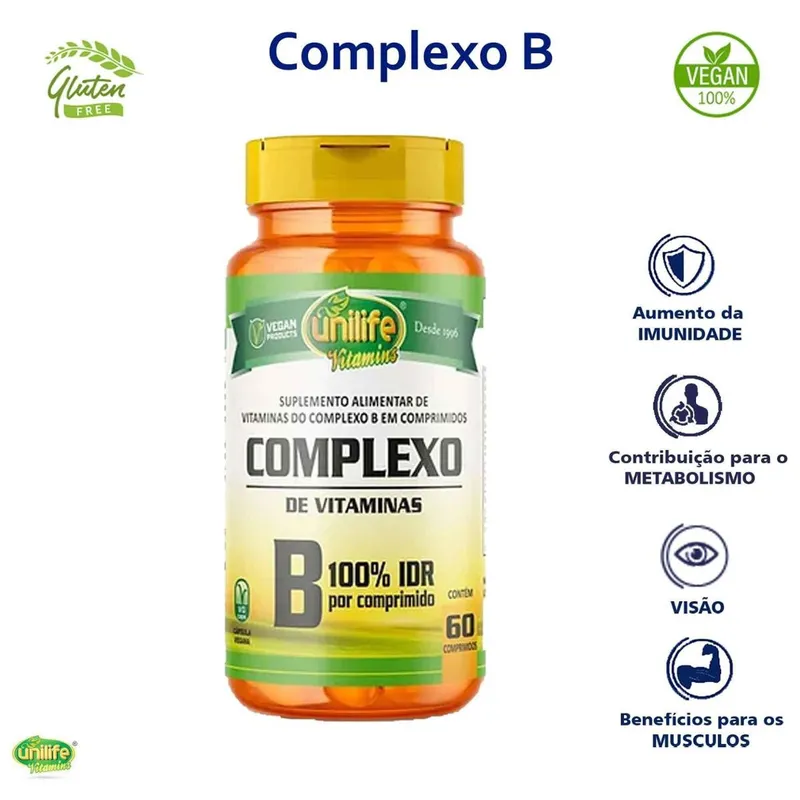 Complexo B Vegana 500 mg 60 comprimidos Unilife