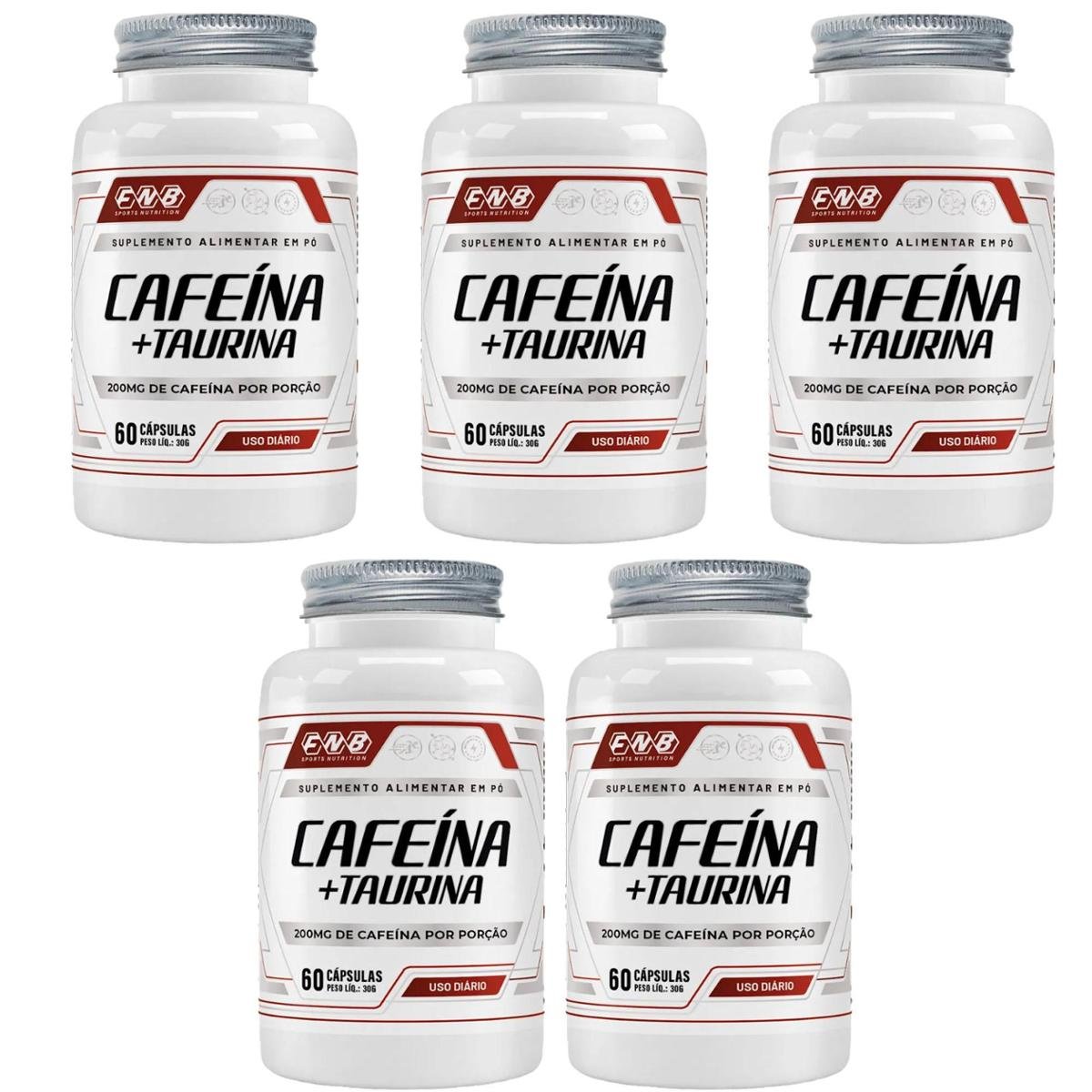 Kit 5 Cafeína + Taurina 200mg 5x60 cápsulas FNB Sports Nutrition
