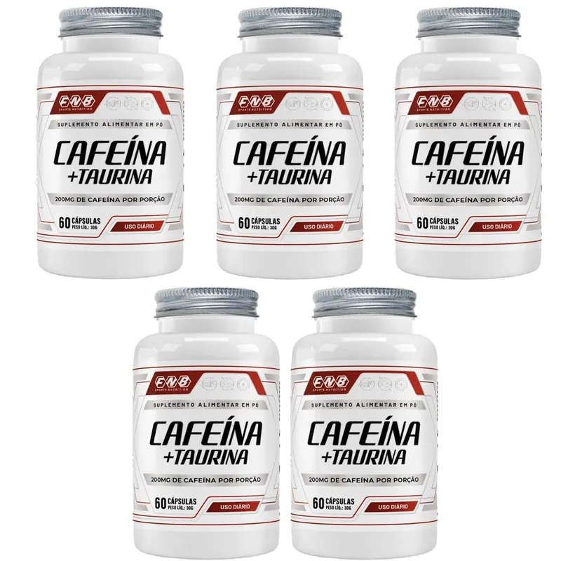 Kit 5 Cafeína + Taurina 200mg 5x60 cápsulas FNB Sports Nutrition