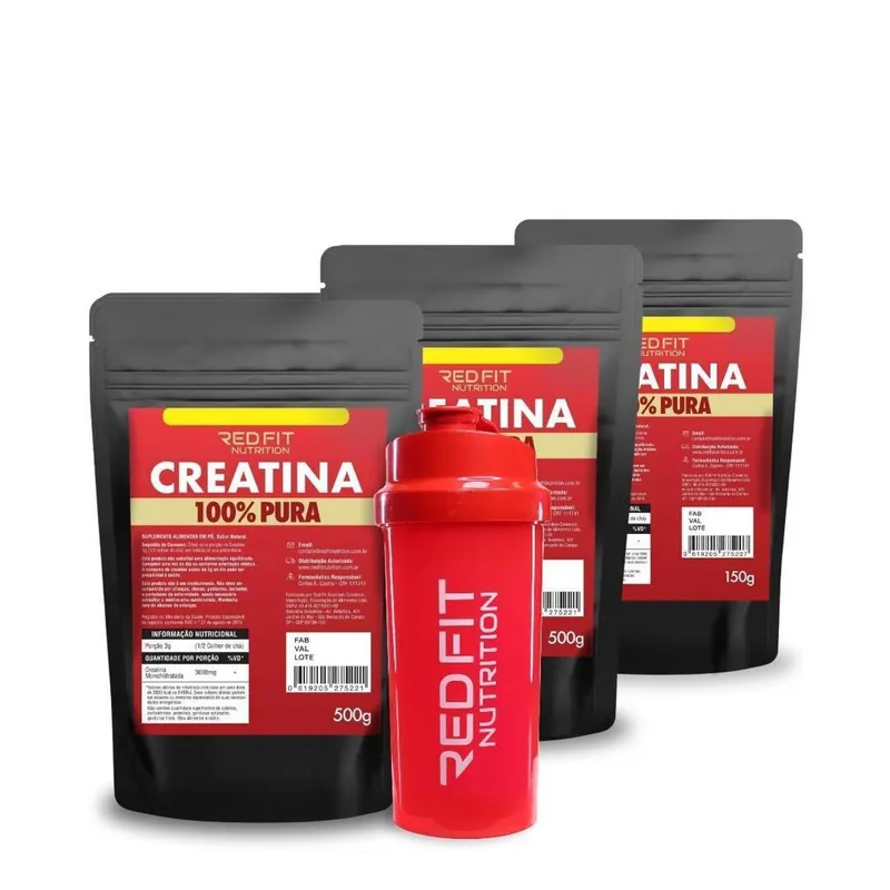 Suplemento em pó Red Fit Nutrition Importada 100% Pura Creatina 1,5Kg ( 03 Packs 500g )
