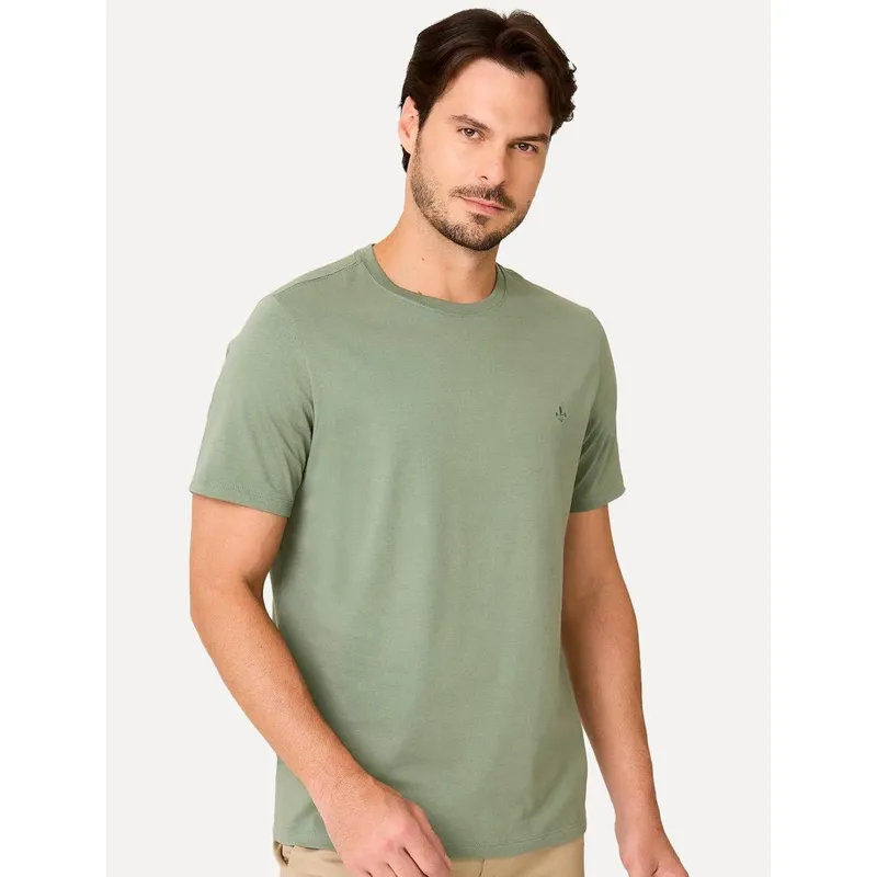 Camiseta Dudalina Masculina Essentials Modal Logo Verde Oliva
