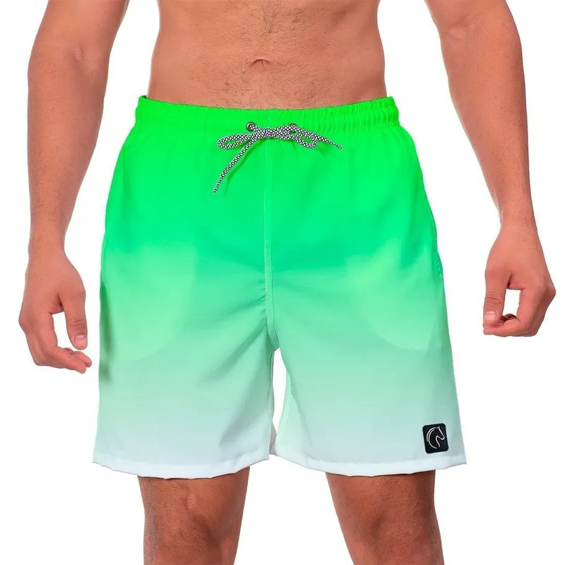 Short Praia Premium Masculino Academia Fitness Caminhada Degradê Branco