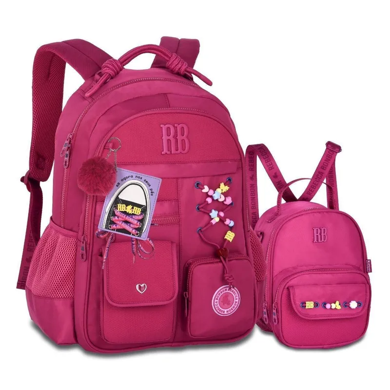 Mochila Juvenil com Lancheira Térmica Cadarços Rebecca Bonbon