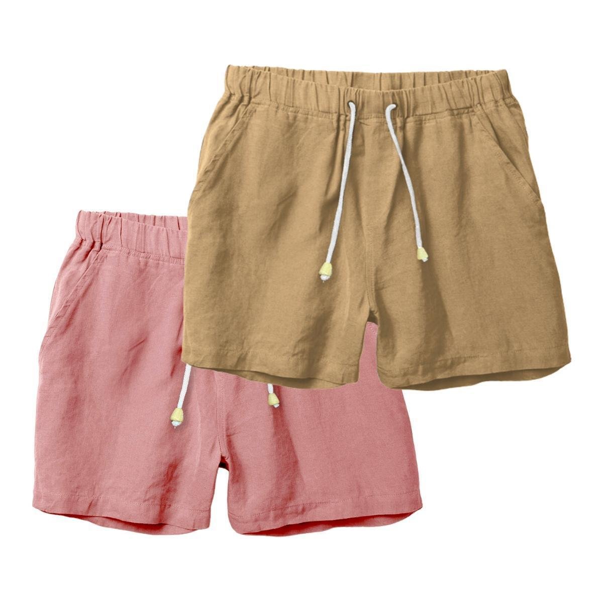Kit 2 Shorts Masculinos em Linho Bermuda Casual Conforto
