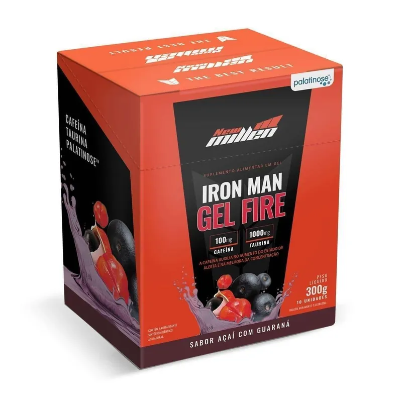 Iron Man Gel Fire - 10 Sachês 30g Açaí com Guaraná - New Millen