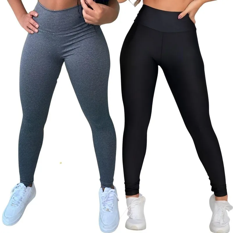 2 Legging Marenna Modas Básica Cintura Alta Suplex Academia Feminina