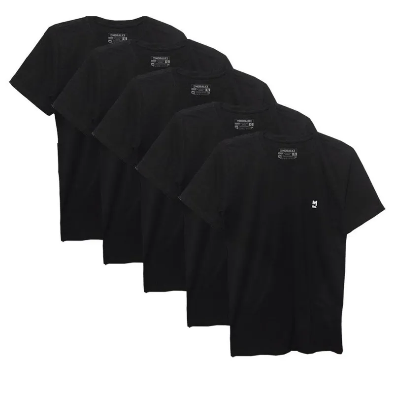 Camiseta Masculina Algodão Manga Curta Gola Redonda Kit 5