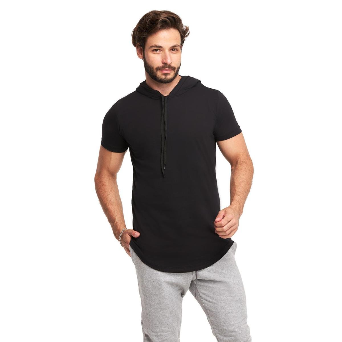 Camiseta Longline Manga Curta com Capuz Oversized C14 Wooks-VERDE-GG
