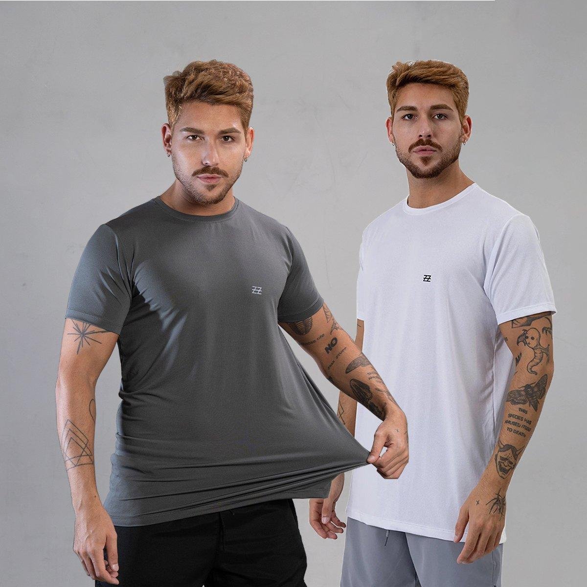 Kit 2 Camisetas Masculina Academia Poliamida Manga Curta Treino Camisa Malhar Dia A Dia Premium