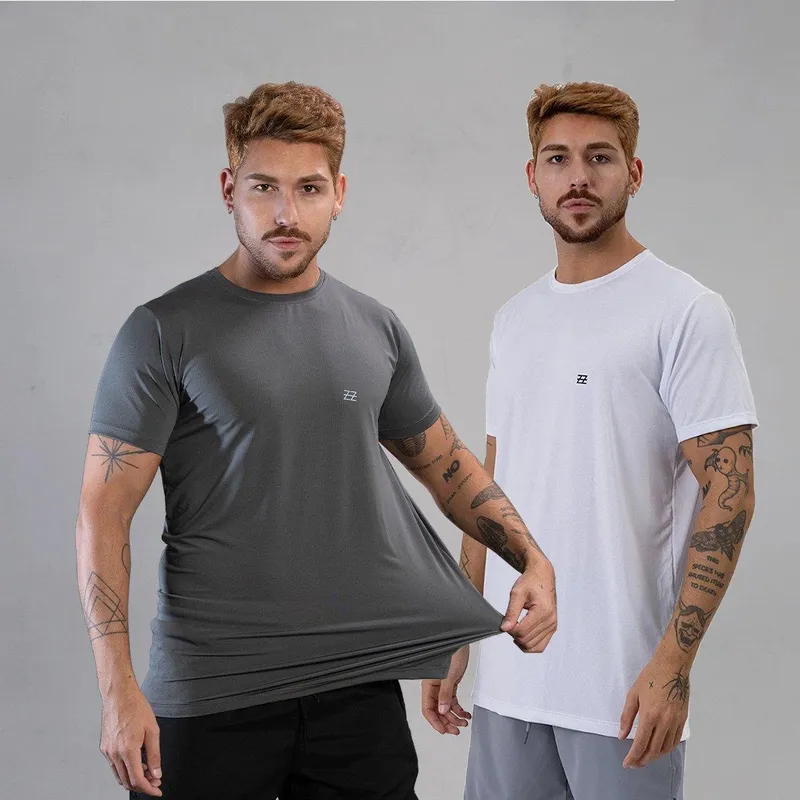 Kit 2 Camisetas Masculina Academia Poliamida Manga Curta Treino Camisa Malhar Dia A Dia Premium