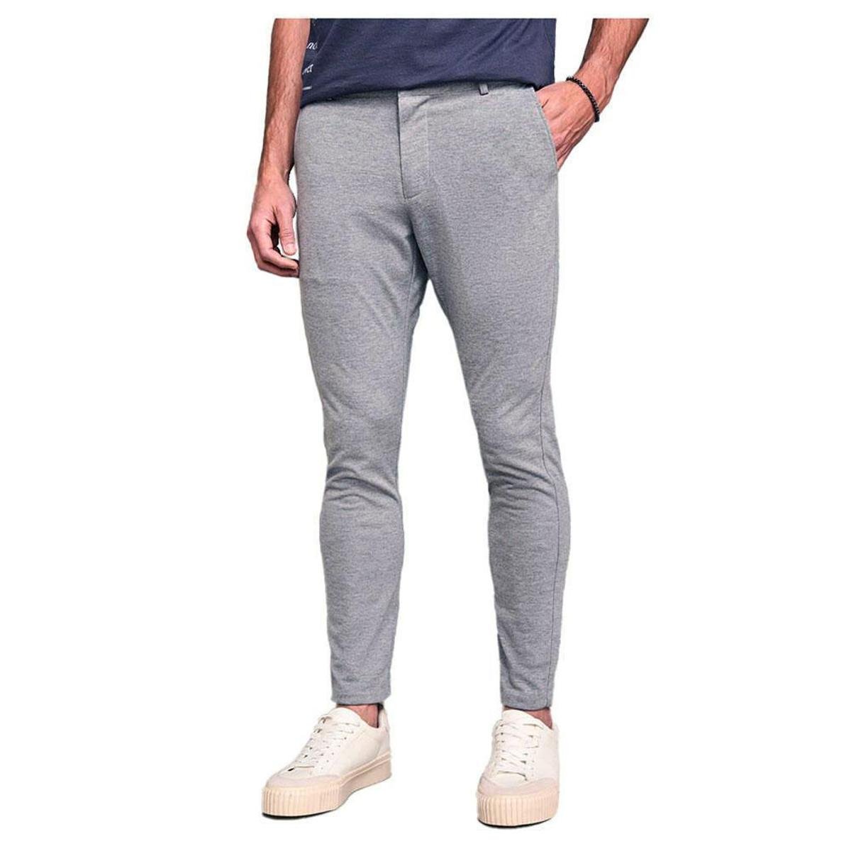 Calça Masculina Alfaiataria Lado Avesso Cinza Mescla LH1967