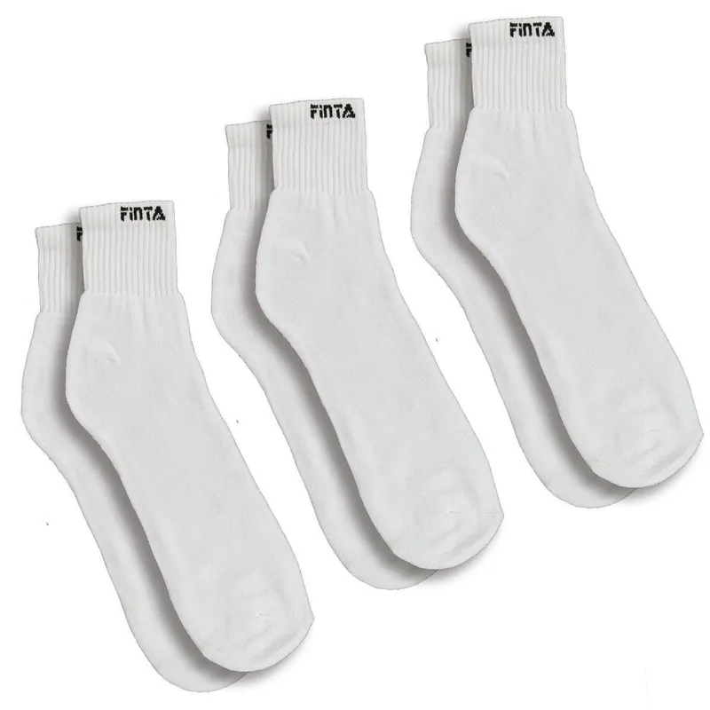 Meia Cano Médio Finta Algodão Branca Kit com 3 Pares