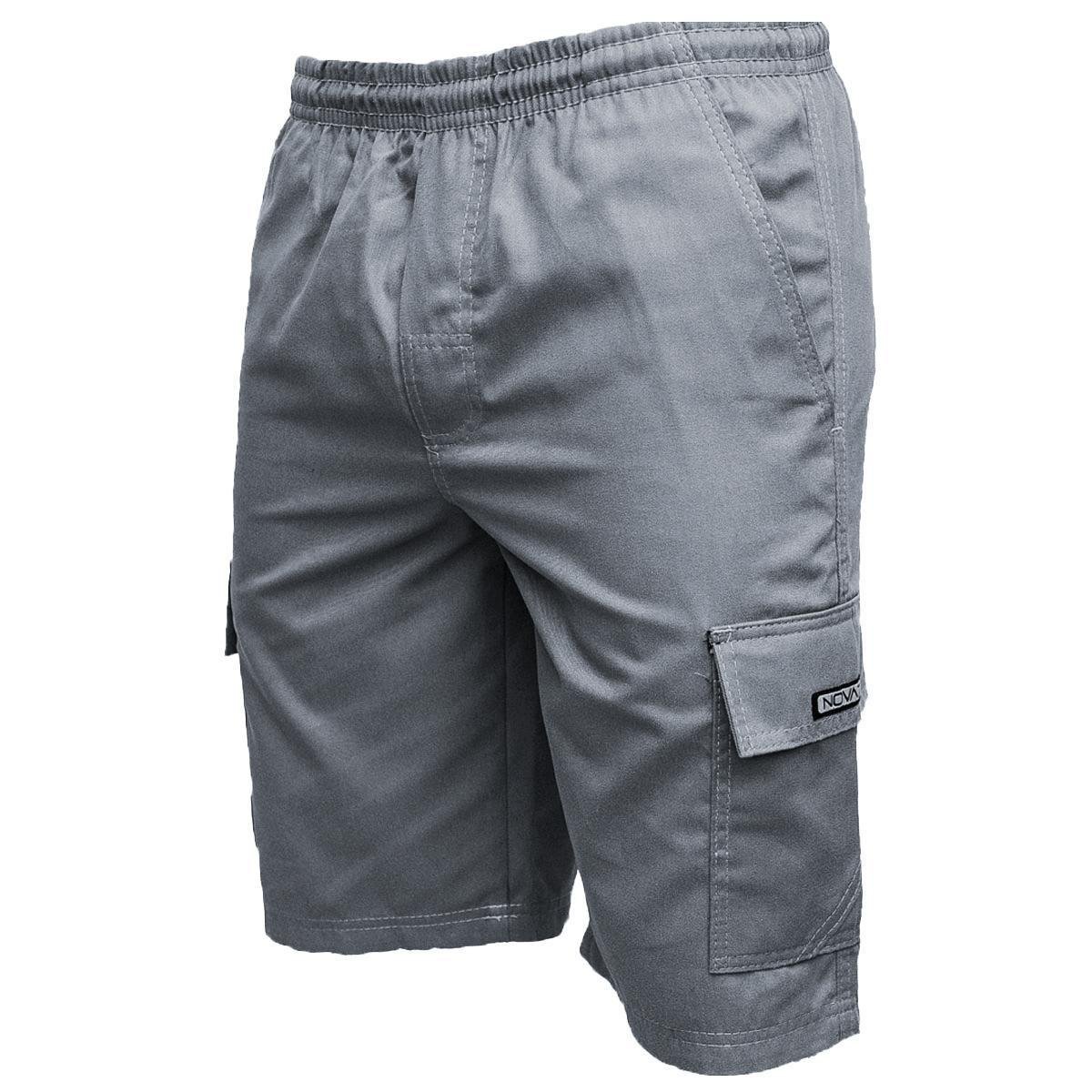 Bermuda Calção Brim Sarja Masculino Elástico Cordão Cargo 5 bolsos Algodão Reforçado Uniforme