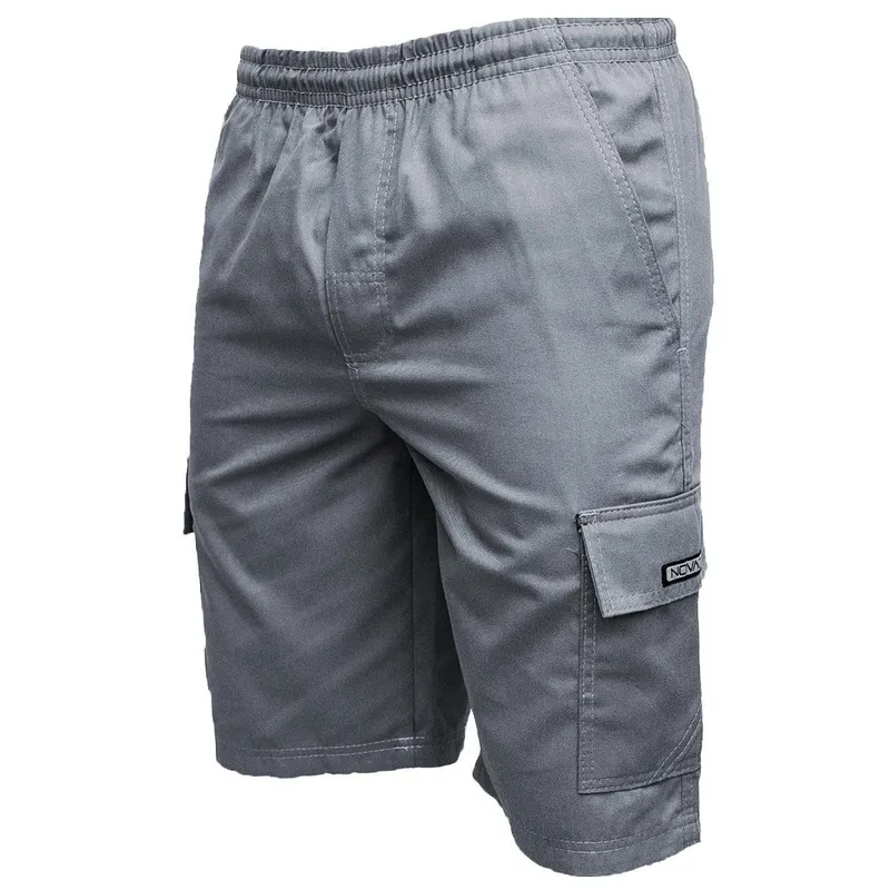 Bermuda Calção Brim Sarja Masculino Elástico Cordão Cargo 5 bolsos Algodão Reforçado Uniforme