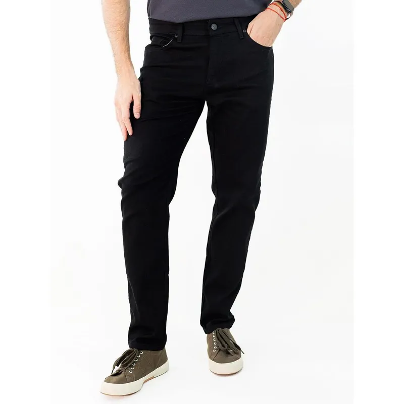 Calça Masculina Básica Slim Sarja Black Cetim Anticorpus