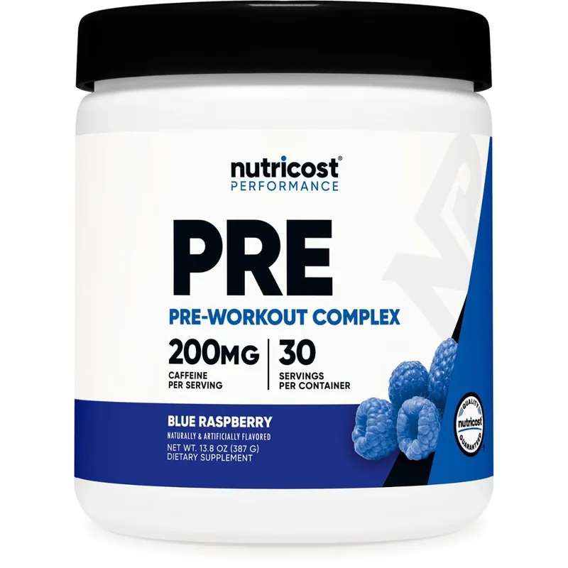 Suplemento pré-treino Nutricost Pre-Workout Complex Blue Raspberry Flavor 30 porções