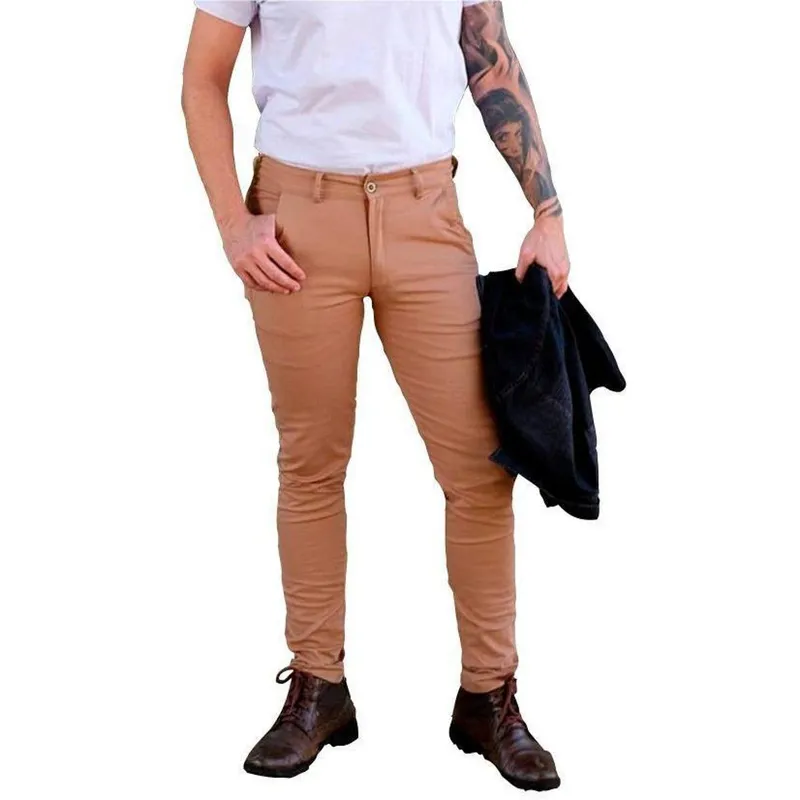 Calça Masculina Alfaiataria Sarja Elastano Lisa Claro