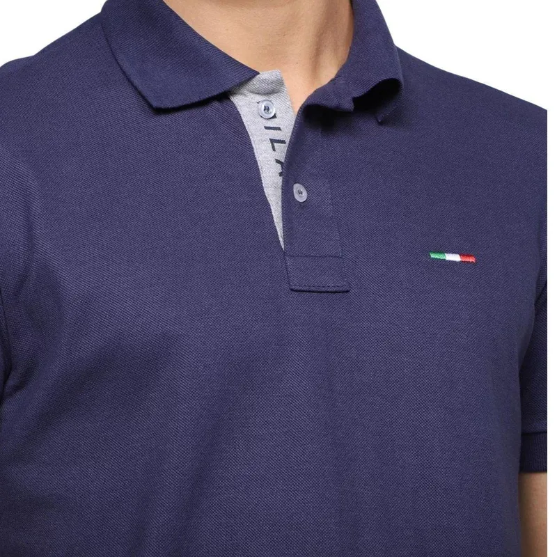 Camisa Polo Masculina Básica Industrie Piquet no Estilo Clássico Bordado Itália