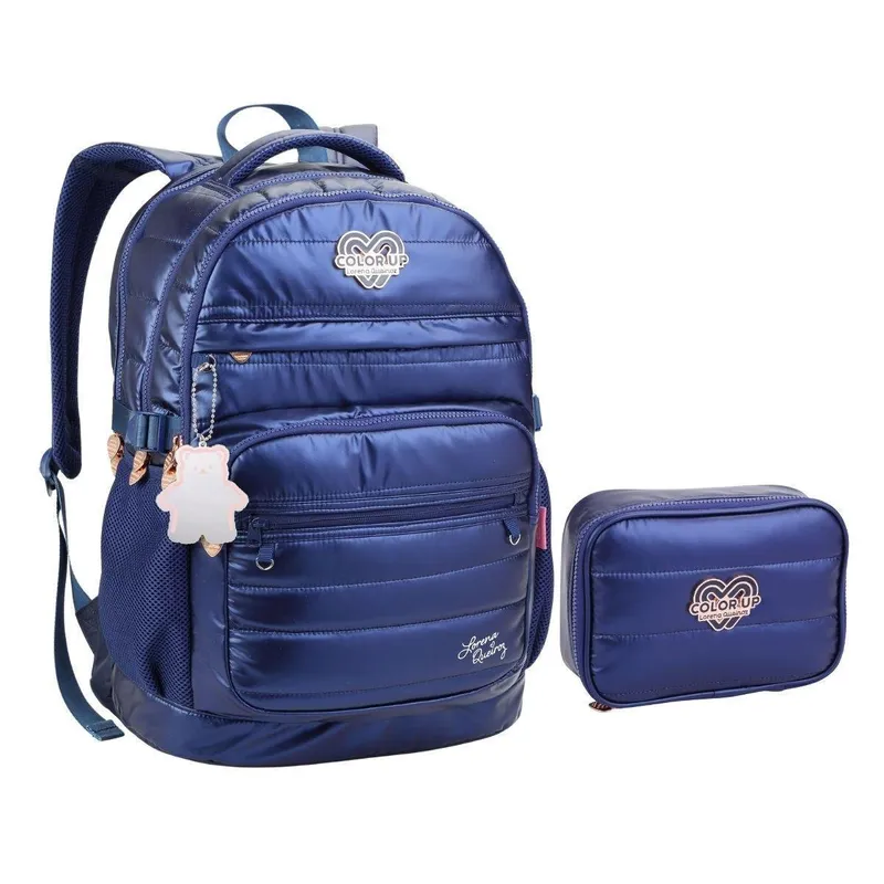 Kit Mochila e Estojo Juvenil Bolso Notebook Lorena
