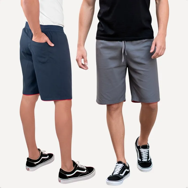 Kit 2 Bermuda Masculina Popular Tactel Liso Short Esporte Academia Casual Bolso Traseiro