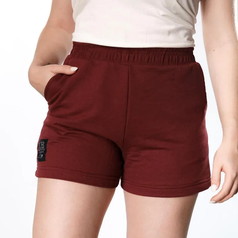 Shorts Moletinho LW Crew Com Elástico Bordô
