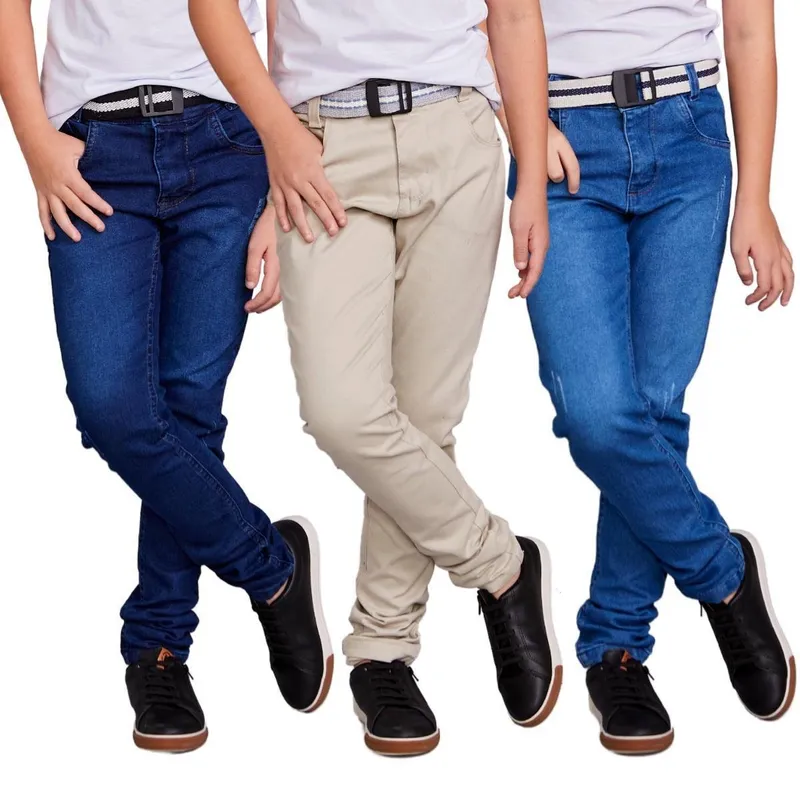 Kit 3 Calça Infantil Juvenil Skinny Jeans/Sarja