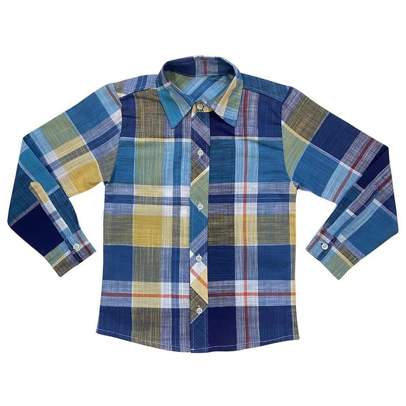 Camisa Juvenil Look Jeans Manga Longa Xadrez - 8 - VERDE