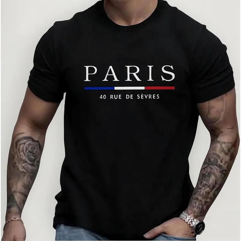 Camisa Estampada Masculina Paris Leve Macia de Algodão