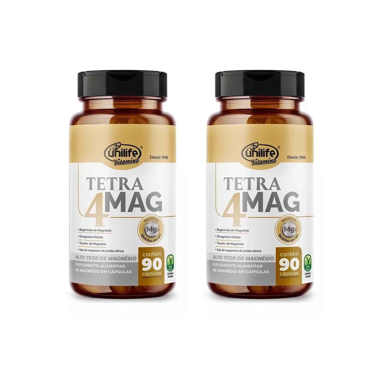 Kit 2x Tetra 4 Mag Magnésio 90 Cápsulas Unilife