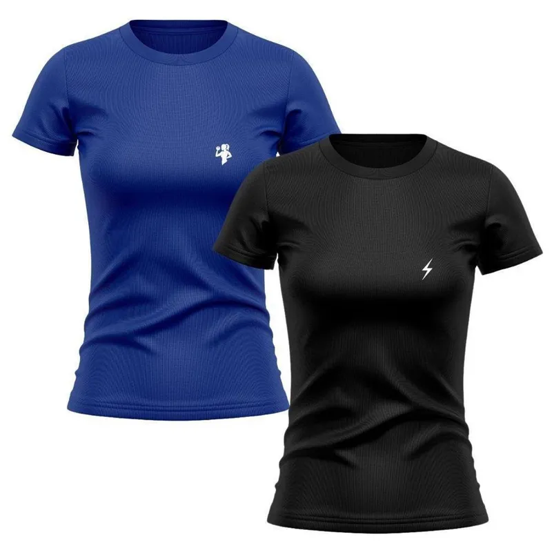 Kit 2 Camisetas Manga Curta Raio Malhando Feminino