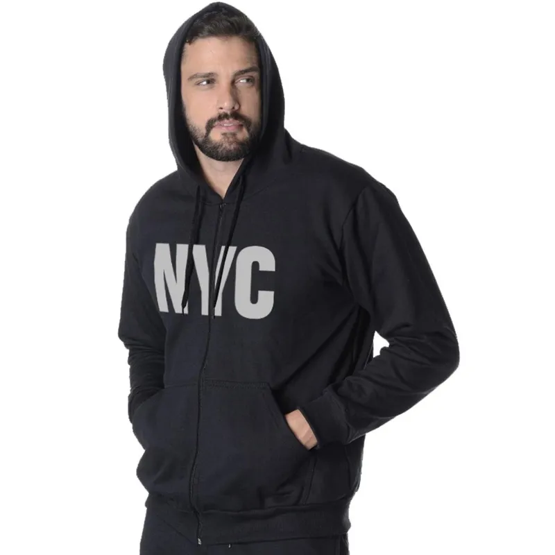 MOLETOM ABERTO ESTAMPA NEW YORK CITY PRATA