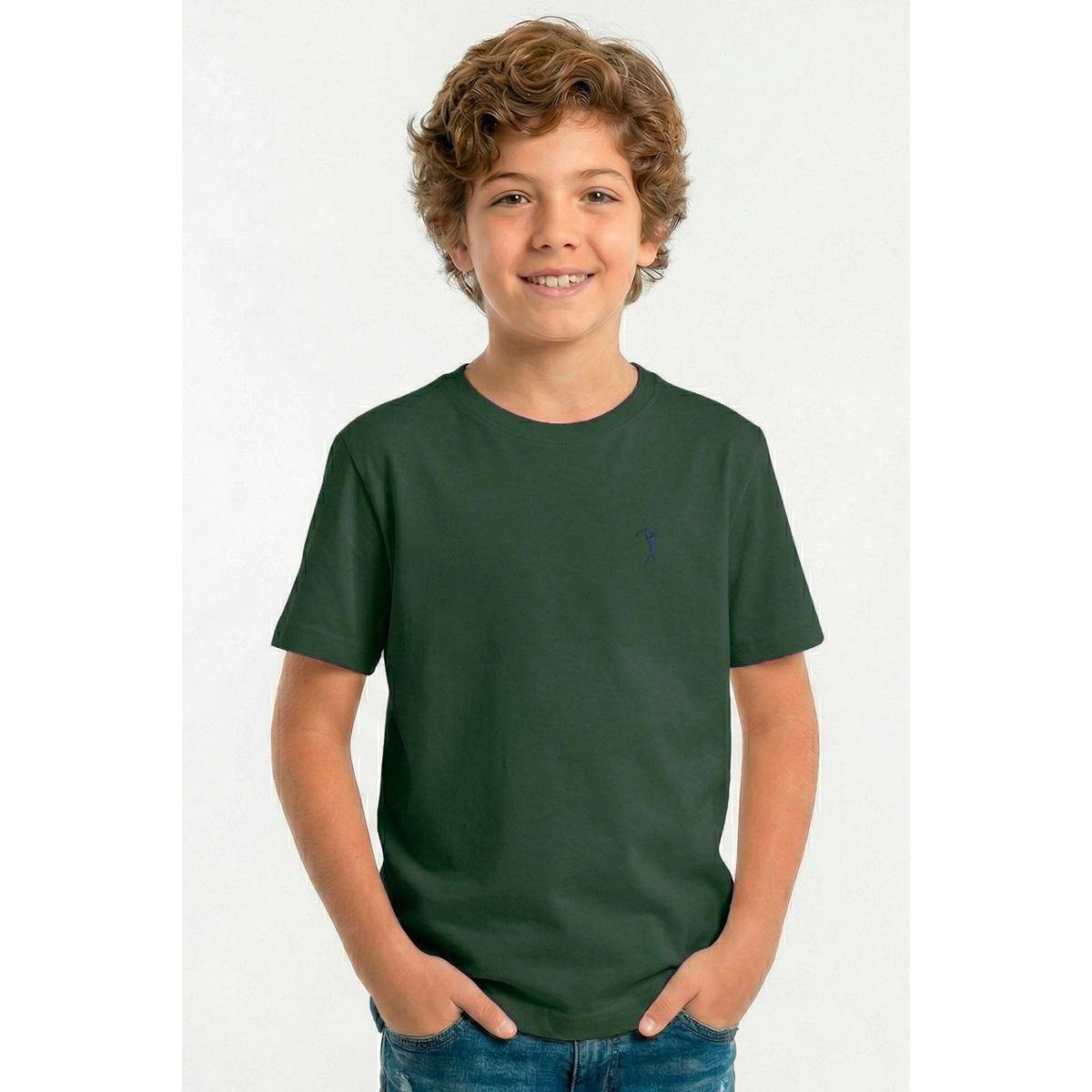 Camiseta Lisa Infantil Aleatory Verde Escuro