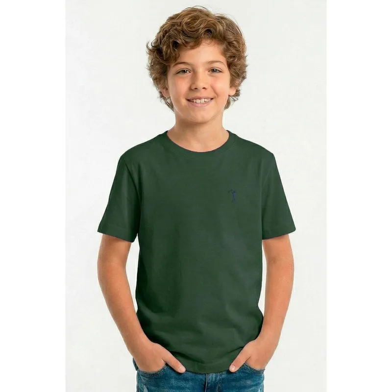 Camiseta Lisa Infantil Aleatory Verde Escuro