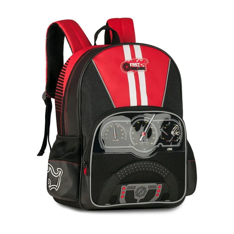 Mochila Escolar Infantil Fast Machine Bolsa Meninos Carros