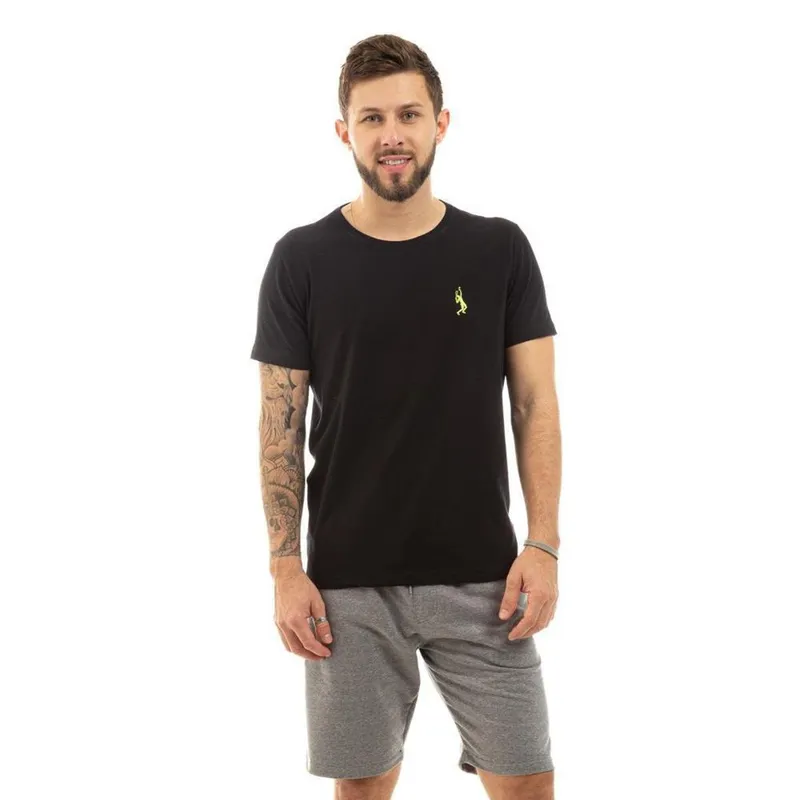 Camiseta Masculina Algodão Básica + Bermuda Elástico Lisa