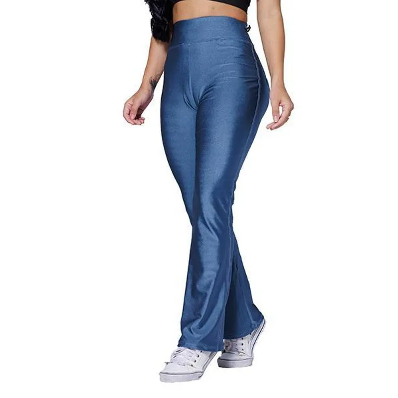 Calça Flare Cirre Com Bolso Luxo Cintura / Alta