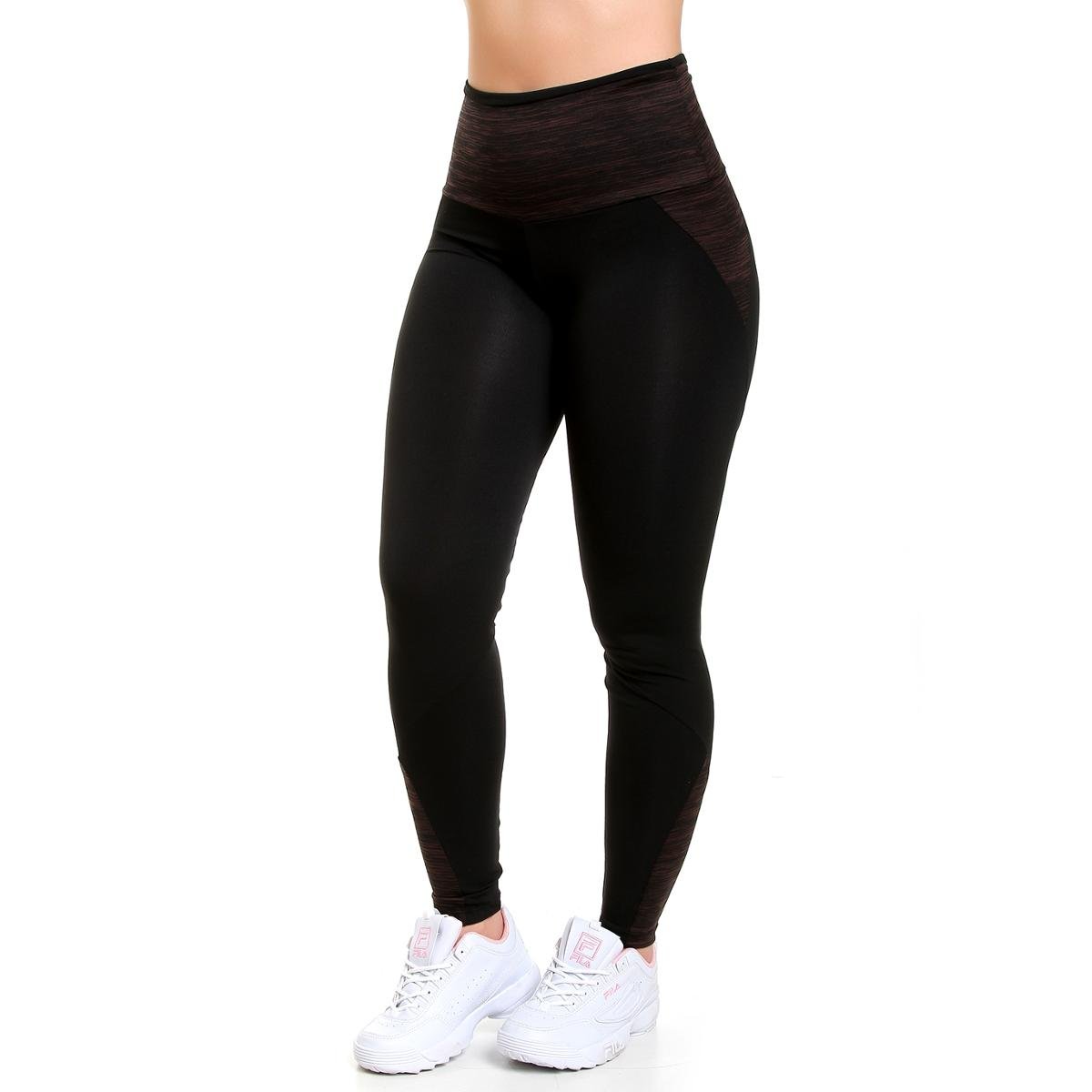 Calça Legging Lisa Com Cós Alto Mescla Galvic Feminina