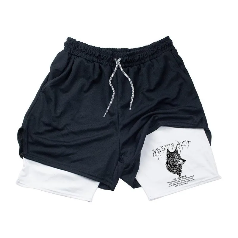 Short Academia Treino Fitness‎ Wolf Abstract Dark Black All