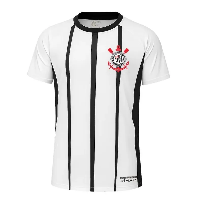 Camisa Corinthians Infantil Raglan dry Branca e preta