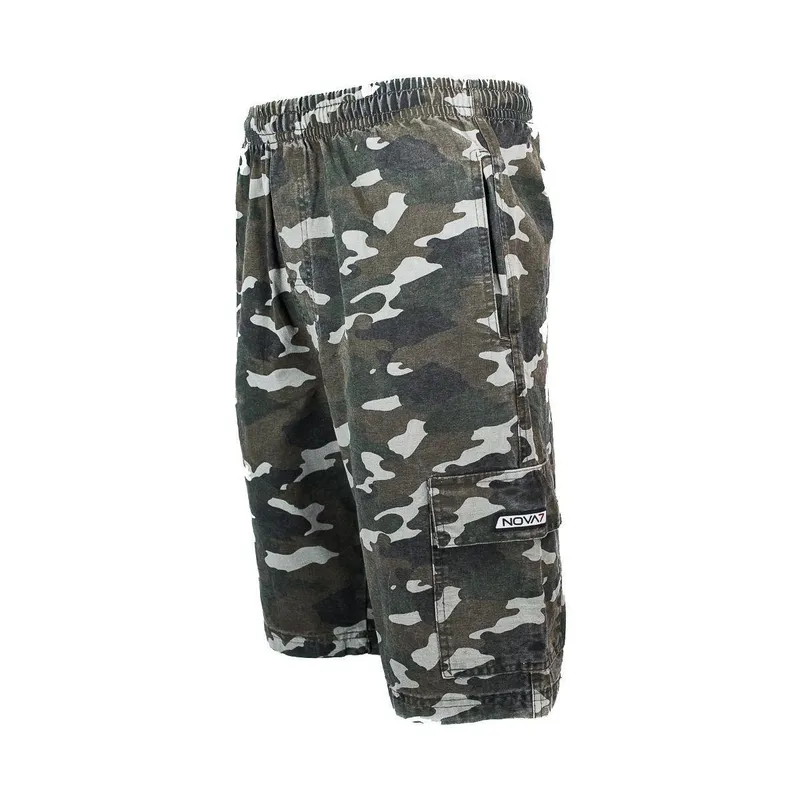 Kit 2 Bermudas Sarja Brim Camuflada Masculino Extra Plus Size Cargo 5 Bolsos Elástico Militar