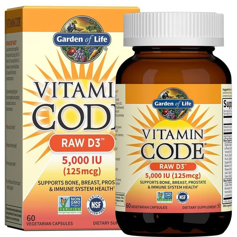 Suplemento Garden of Life Vitamina D3 5.000 UI 60 cápsulas