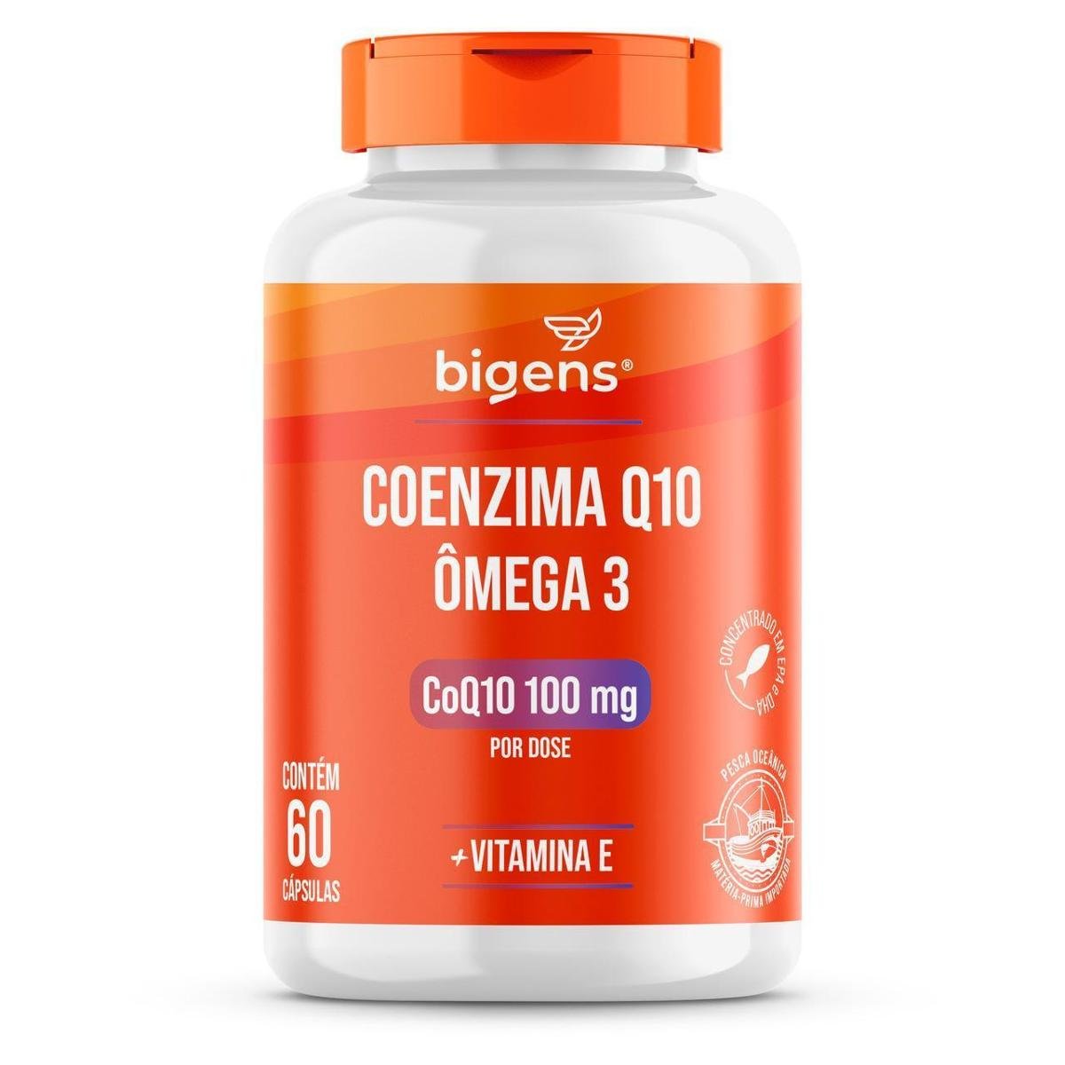 Coenzima Q10 + Ômega 3 + Vitamina E 60 Caps - Bigens